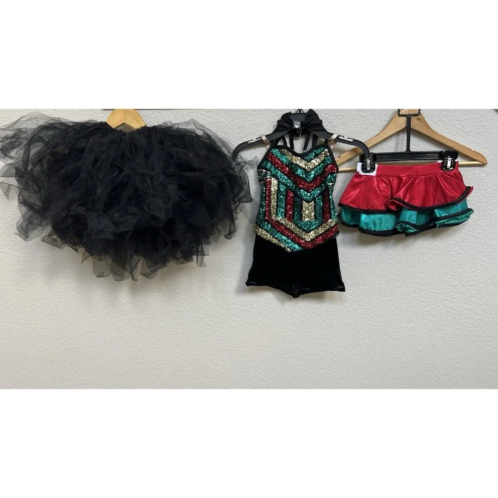 Curtain Call Size Child Small Rebel Beat Sparkly Dance Costume Multi Sequined